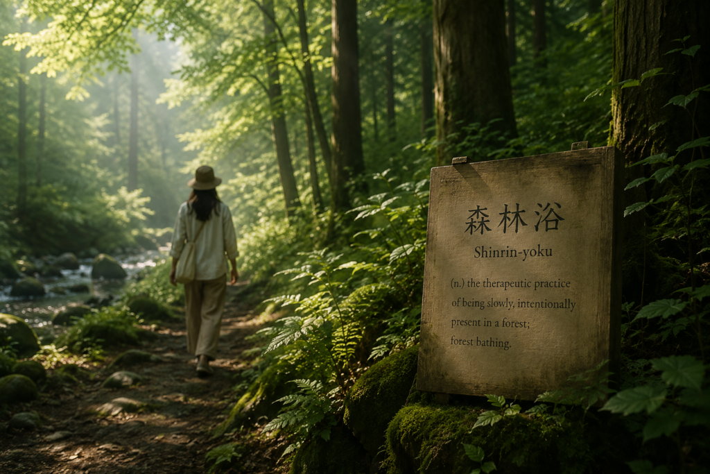 This image captures the essence of Shinrin-yoku (森林浴), the Japanese practice of forest bathing. Rather than hiking or exercising, forest bathing is about slowing down, breathing deeply, and fully immersing yourself in the sights, sounds, and atmosphere of the forest. The tranquil path and filtered sunlight reflect the calm, restorative experience that has made Shinrin-yoku a respected wellness practice in Japan.